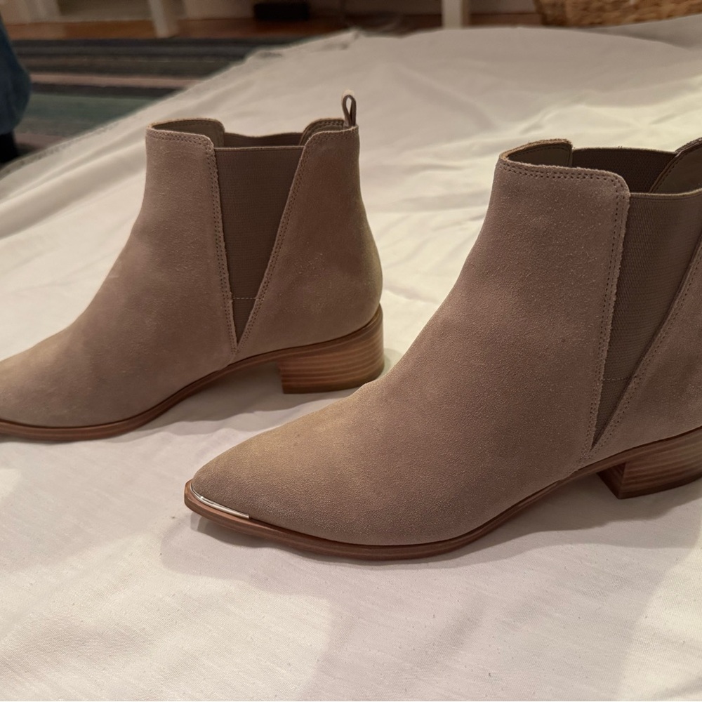 Marc Fisher Yale Tan Suede Ankle Boots - Picture 5 of 7